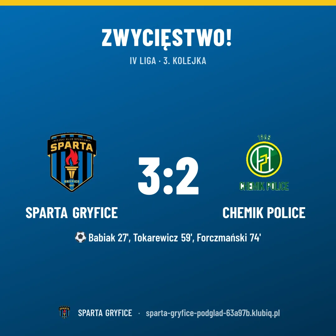 Sparta Gryfice 3:2 Chemik Police